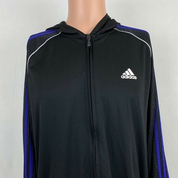 Adidas Lightweight Hooded Clima Lite Sweatshirt Full Zip Black Size Medium - Picture 1 of 5